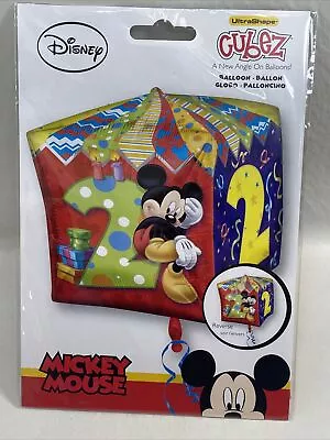 Mickey Mouse Foil Cube Birthday Balloon Anagram 15x15 Age 2 • $7