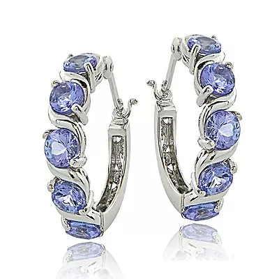 Sterling Silver 2.75ct Tanzanite S Design Hoop Earrings • $59.99