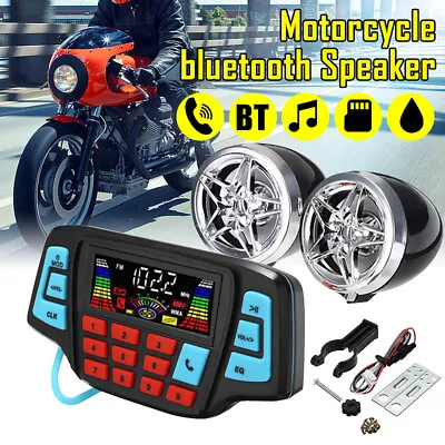 Waterproof Bluetooth Motorcycle Audio Radio Amplifier Stereo Speakers System MP3 • $35.05