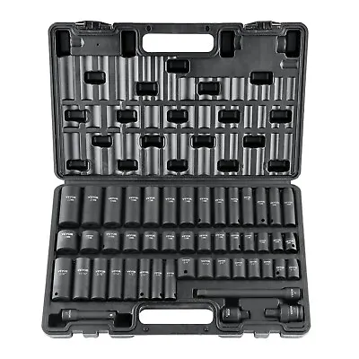 VEVOR Impact Sockets Set 48pcs 6-Point 3/8in Drive Bit Ratchet Tool Kit Case • $44.99