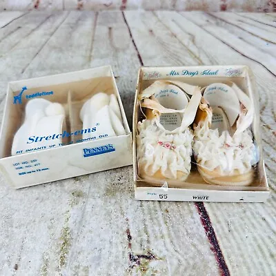 Vtg Baby Newborn Shoes Cloth • $15.90