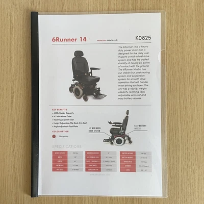 £9.35 • Buy Manual + Extra Info For 6Runner 14 Powerchair-Model 888WNLLHD -  Shoprider Roma