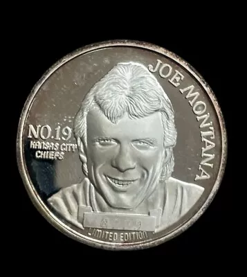 JOE MONTANA PLAYER OF THE DECADE 1980s COIN 1 TROY OZ .999 FINE SILVER Limited • $49