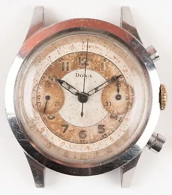 Vintage Doxa Valjoux 22 Chronograph Watch In Spillman Case For Repair 38mm! • $560