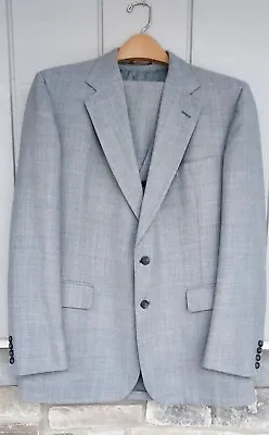 Vintage 80s Cricketeer Men's 3 Piece Suit  Blue Gray Windowpane Plaid • $59