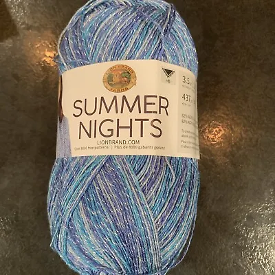 Lion Brand Yarn Summer Nights Yarn Cast Away Blue Variegated Super Fine #1 • $4