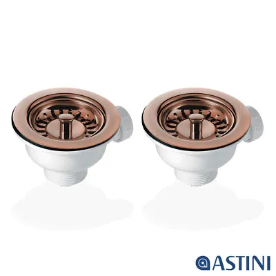 2x 90mm Antique Copper Strainer Waste For Astini RAK Rangemaster Ceramic Sink • £49.99