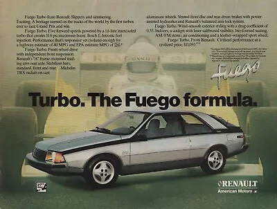 1983 Fuego Turbo Renault American Motors Vintage Print Ad Michelin TRX Radials • $12.99