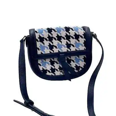Kate Spade Black Leather Houndstooth Textile Knott Crossbody Bag • $150