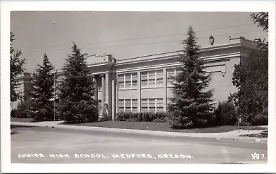 RPPC McLaughlin Junior High School Medford Oregon- 1930s-1950s Photo Postcard • $13.99