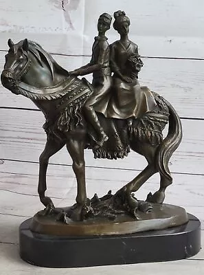 Elegant Bride And Groom On Horse Back Solid Bronze Sculpture By Milo Decorative • $209.50