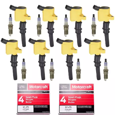 Heavy Duty Ignition Coil & Motorcraft SP479 Platinum Spark Plug For Ford F150 • $71.99