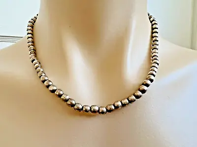 Vintage Mexican Sterling Silver Bead Ball Necklace 18  L Signed IM - 37 .925 • £96.34