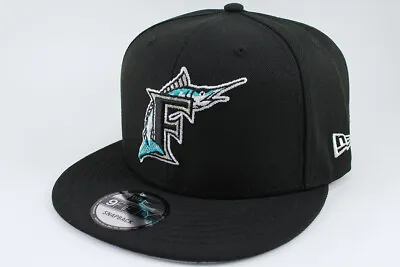 New Era 9fifty Basic Snapback Hat Cap Mlb Florida Marlins Black/white/blue Adult • $38.99