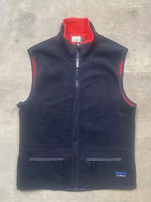 VINTAGE LL Bean Vest Mens Medium Black Fleece Full Zip Polartec Windbloc Series • $24.99