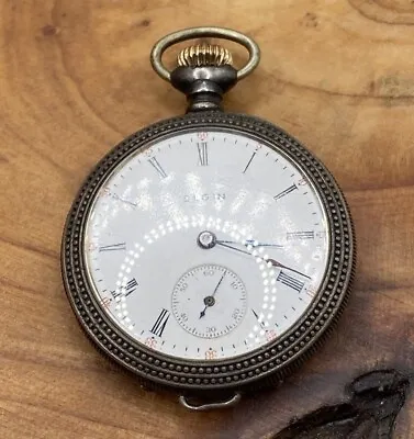 Vintage Elgin Sterling Silver Pocket Watch • $89.99