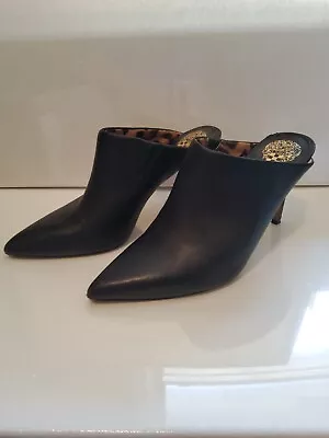 Vince Camuto Mekhai Size 9 Women's Black Pointed Toe Leather Heels • $25