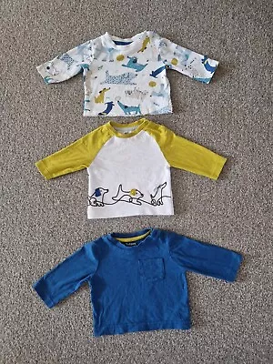 Nutmeg Long Sleeve Pack Of 3 Baby Boy T-shirts (0 To 3 Months) 100% Cotton • £3