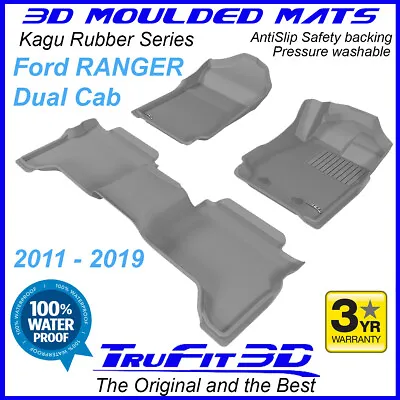 $1075 • Buy Suit Ford Ranger PX PX2 PX3 Dual Cab 2011-2021 Genuine 3D GREY Rubber Floor Mats