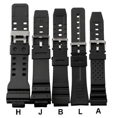 Silicone Watchbands 16 18 20 22mm  Black Sports Rubber Watch Strap For Casio • $10.44