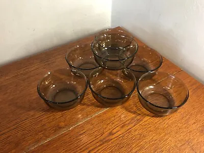 £9.95 • Buy Arcoroc - France - Smokey Brown Glass - 7 X Fruit Bowls - USED - UNBOXED