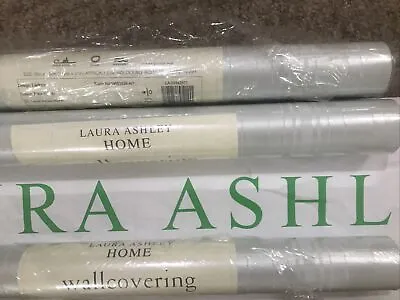 3 ROLLS  Laura Ashley Wallpaper RARE Original LARKHALL Eau-de-nil. Washable • £49.99