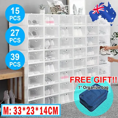 $99.99 • Buy Shoe Display Cases Box Rack Large Storage Cabinet Plastic Boxes Oragniser Drawer