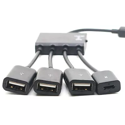 Micro USB HUB Adaptor With Power Powered Charging OTG Host Cable Cord Adapter • £6.31