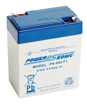 £25.19 • Buy PowerSonic 6V 8Ah AGM Sealed Lead Acid Rechargeable Battery PS-682 Batteries