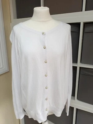 $1.21 • Buy F&F - Ladies Size 20 Autumn Winter Long Sleeved Button Up White Cardigan 