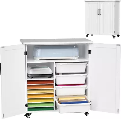 GDLF Craft Cart Compatible With Cricut Machine Cricut Table With Storage Cabinet • $172.79