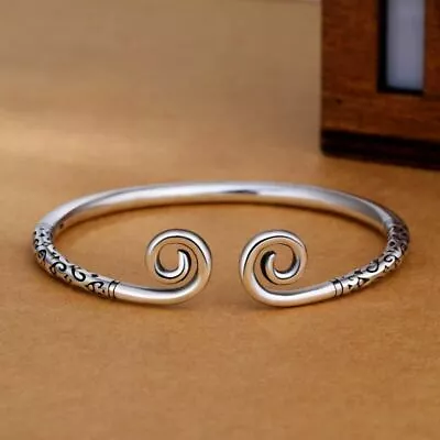 925 Sterling Silver Vintage Womens Cuff Bracelet Bangle Men Adjustable Celtic • $6.95