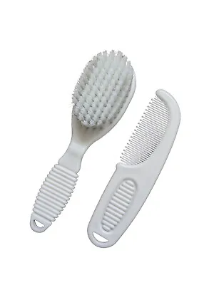 White Unisex Baby Boys Girls Hairbrush & Comb Grooming Set • £3.49