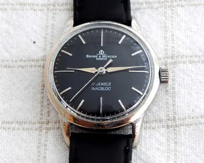 Vintage Baume & Mercier Black Dial  31.8mm Case Manual Wind Serviced • $249.99