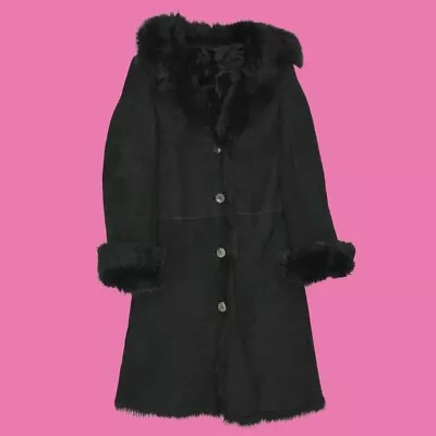 £16 • Buy GK By Genel Afghan Coat UK 10 Vintage Brown Suede Leather Sheepskin Fur 385791