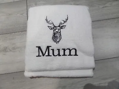 £10.99 • Buy Personalised Hand Or Bath Towel Set- Stag Beautifully Embroidered Gift -scotland