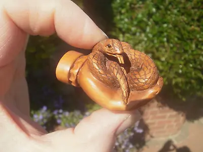 £26.99 • Buy Hand Carved Wood Netsuke Snake In Human Hand Collectable Figure, Over 20 Yrs Old