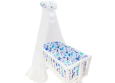 Canopy Holder Pole Bar Drape Mosquito Net With Ribbon CRIB/CRADLE Dino Blue • £23.99