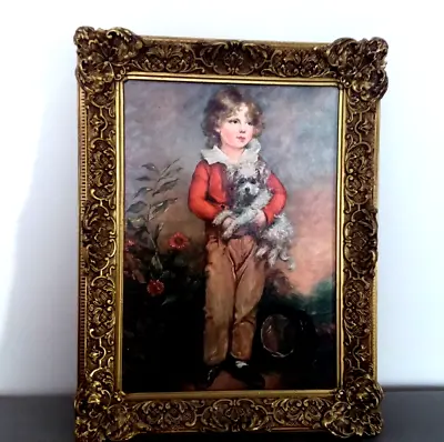 Vintage ART Print Master Simpson (Boy With Dog) By Arthur Devis Gold Frame • $29.60