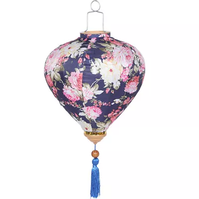 GANAZONO Oval Silk Lanterns Oriental - Festival Decoration ( Blue) • $32.82