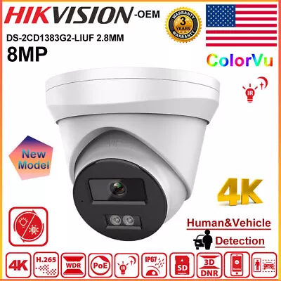 Hikvision 4K 8MP OEM DS-2CD1383G2-LIUF Hybrid Light ColorVu IR IP Camera Turret • $80.75