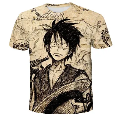 Vintage Mens Anime One Piece Monkey.Luffy T-Shirt Clothes Adult Size S-6XL • $17.99