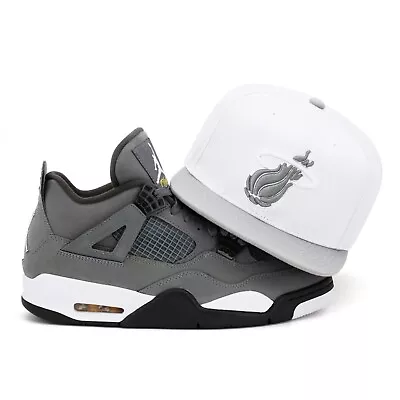 Mitchell & Ness Miami Heat Snapback Hat For Jordan 4 Retro White/Cool Grey • $39.90