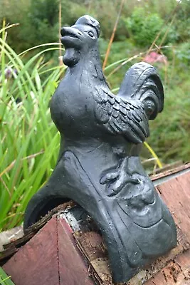 £64.99 • Buy Cockerel Or Hen Roof Finial Decorative Stone Half Round Black Ridge Tile 