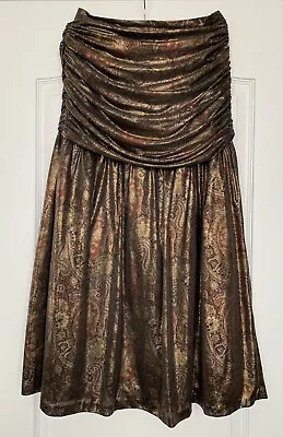 Vintage Saks Fifth Avenue Size 10 Dress Metallic Gold Paisley Tatiana France • $39