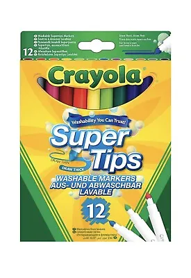 CRAYOLA Pastel Supertips Washable Markers Pens In Assorted Colours (Pack Of 12) • £5.99