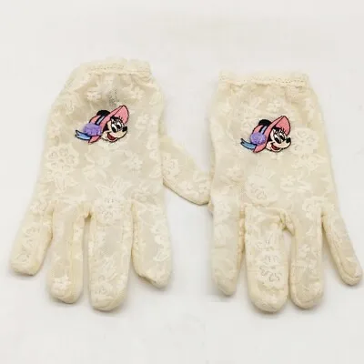 Disney Minnie Mouse Embroidered Ivory Lace Gloves Collectible • $13.58