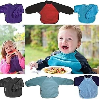 Silly Billyz Baby Long Sleeve Feeding Bib/Apron Snuggleneck Red Navy 6-24 Months • £8.95