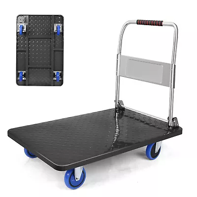 2200lbs Steel Platform Truck 35 X24 X32  Hand Push Flat Cart 2 Casters W/ Brake • $92.99