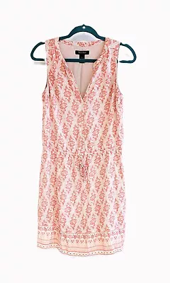 White House Black Market Dress Womens 6 Pink Tan A-Line Sleeveless V-Neck Lined • $14.99